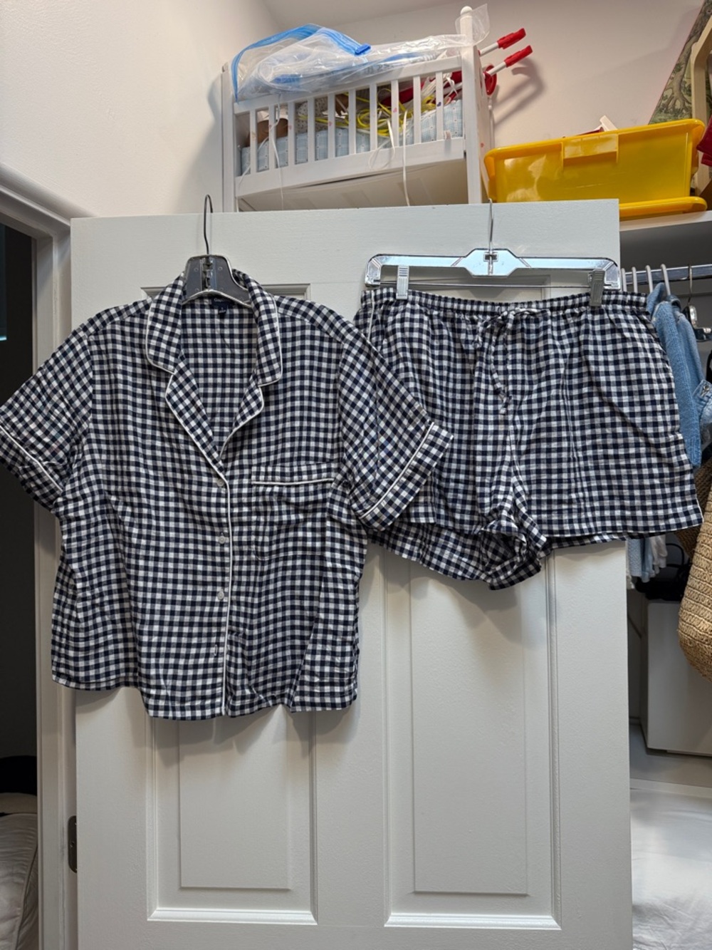 GapBody Navy & White Gingham Short Pajama Set